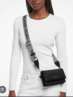 Michael Kors Navy Blue NylonCrossbody with Webbing  Logo Strap